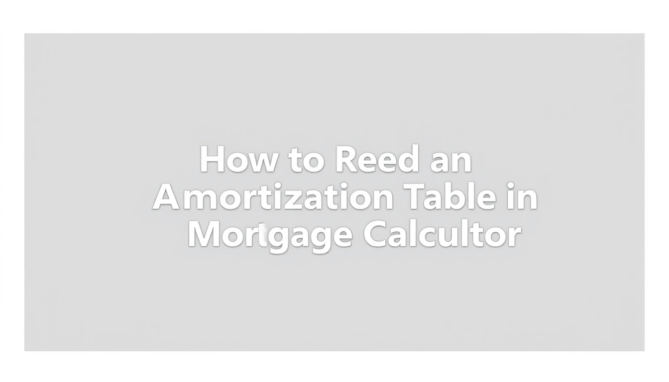 How to Read an Amortization Table in a Mortgage Calculator